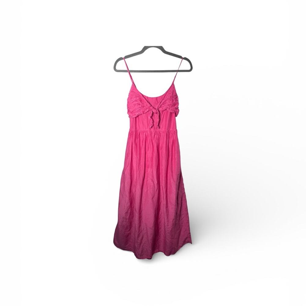 Bird & Knoll Pink Cotton Silk Maxi Dress Small